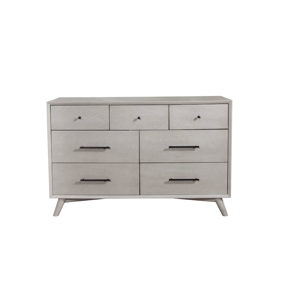 Flynn Mid Century Modern 7 Drawer Dresser, Gray. Picture 5