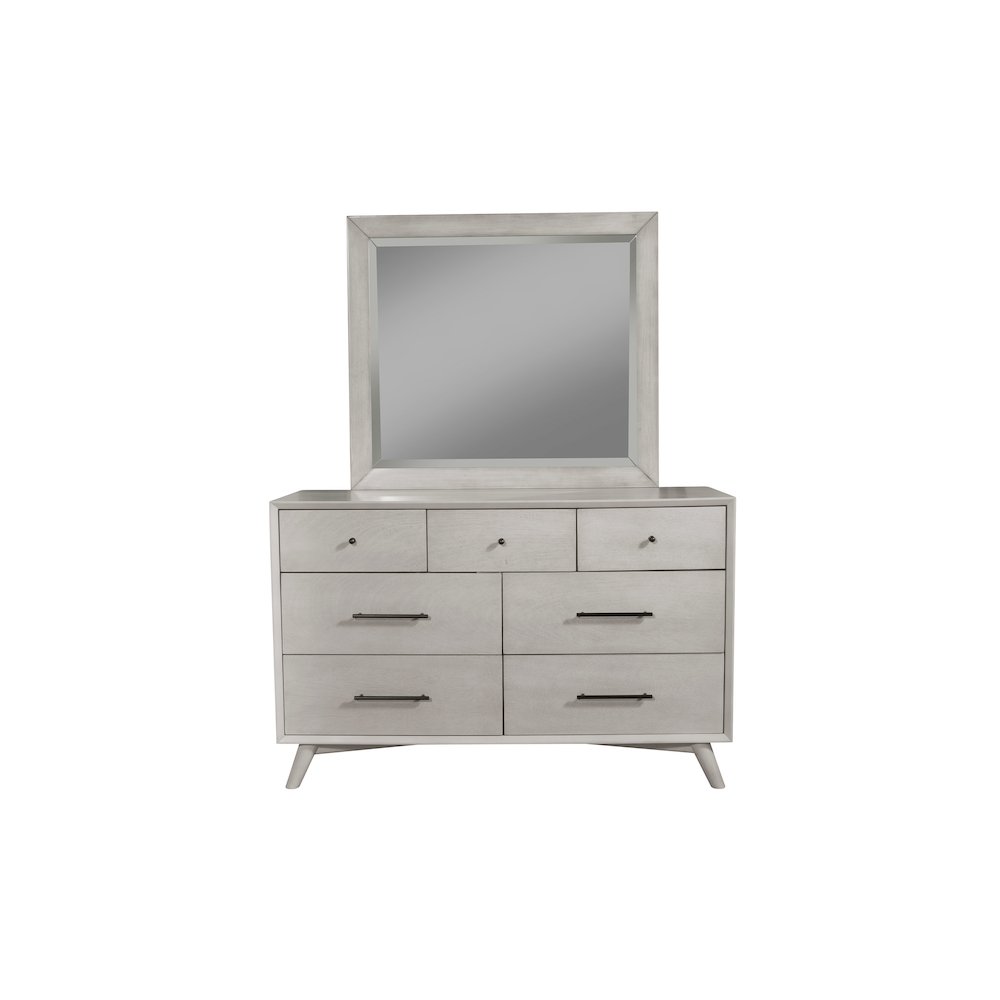 Flynn Mid Century Modern 7 Drawer Dresser, Gray. Picture 1
