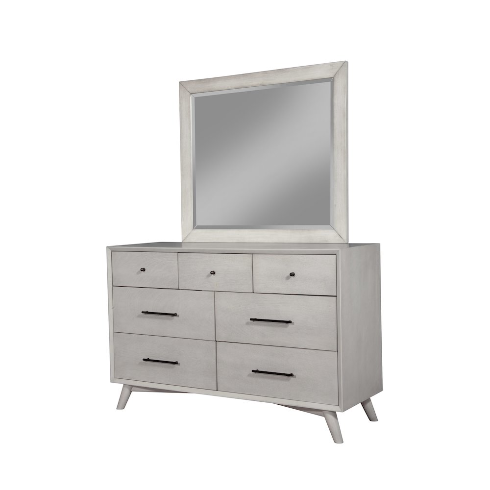 Flynn Mid Century Modern 7 Drawer Dresser, Gray. Picture 2