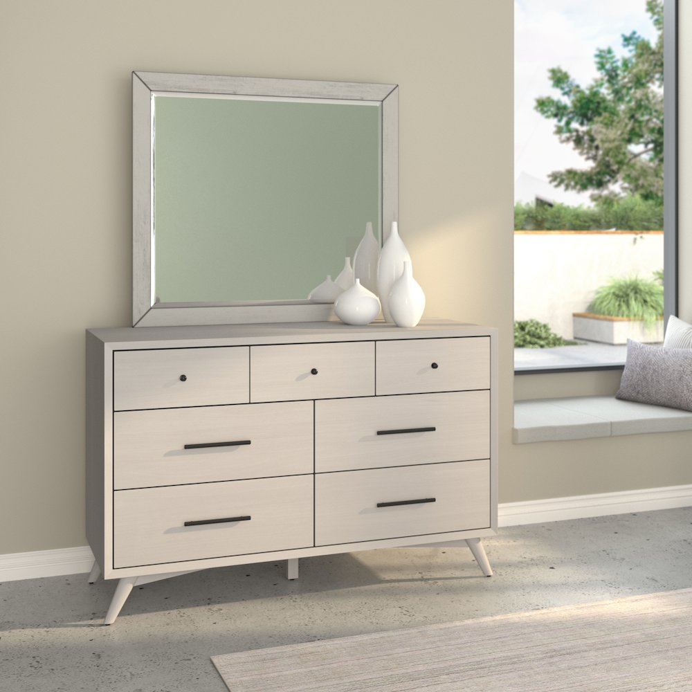Flynn Mid Century Modern 7 Drawer Dresser, Gray. Picture 3