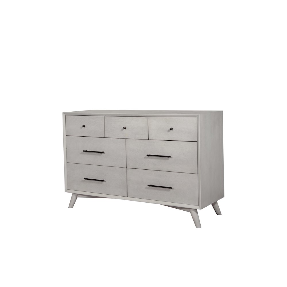Flynn Mid Century Modern 7 Drawer Dresser, Gray. Picture 6
