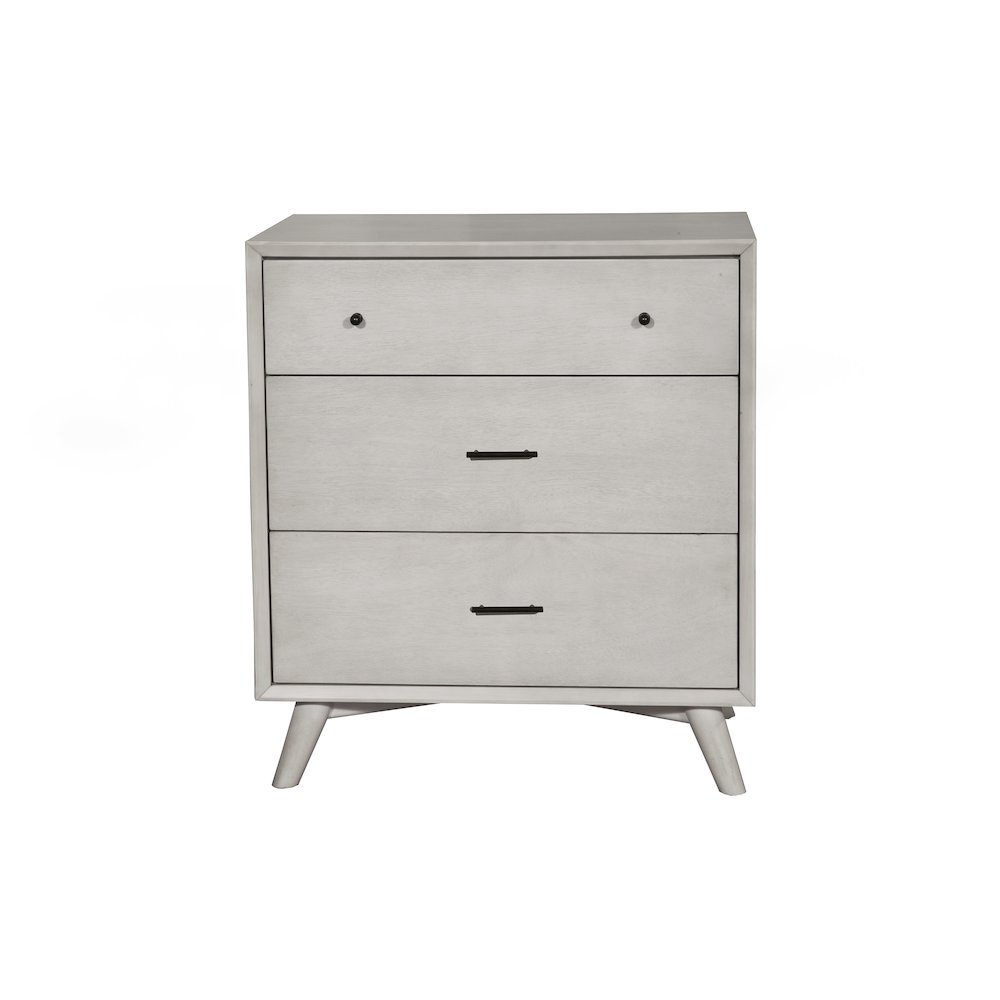Flynn Mid Century Modern 3 Drawer Small Chest, Gray. Picture 1
