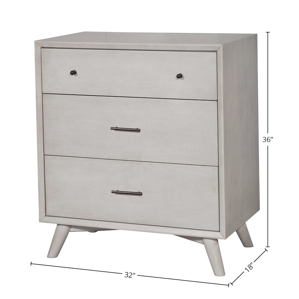 Flynn Mid Century Modern 3 Drawer Small Chest, Gray. Picture 5