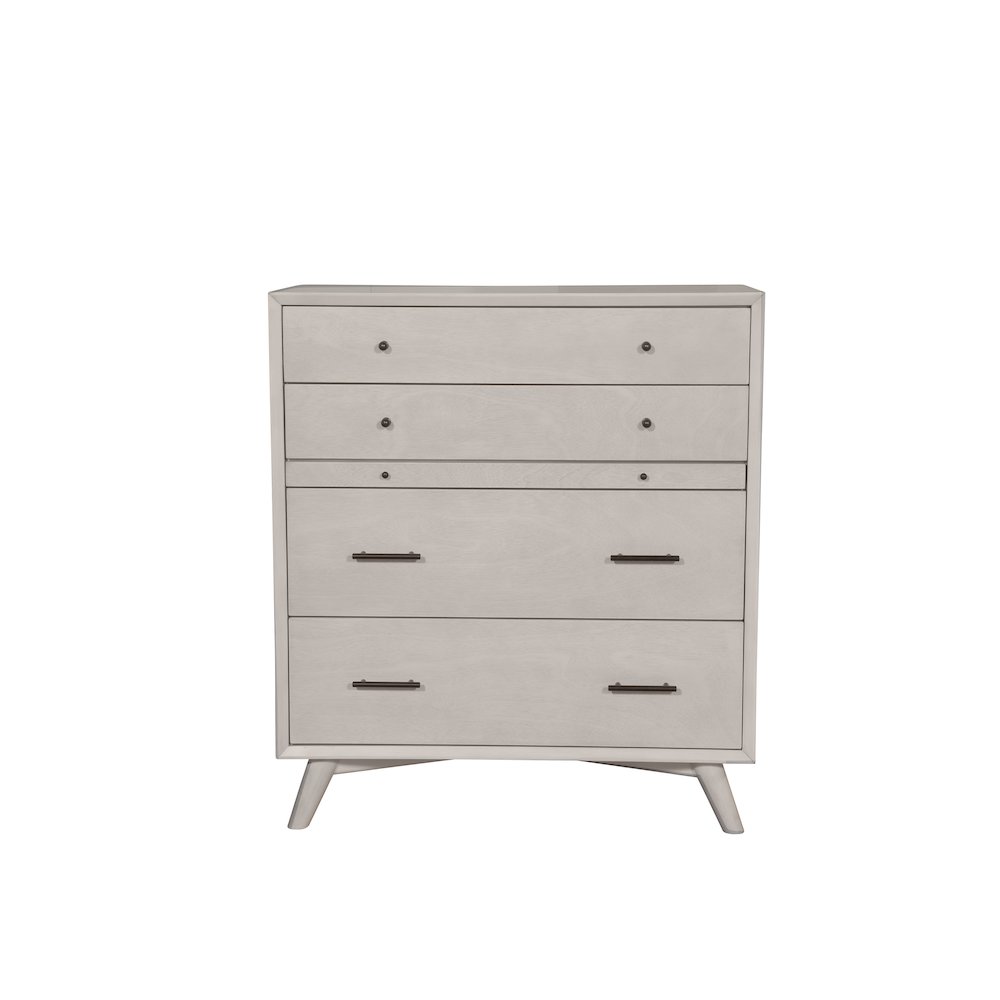 Flynn Mid Century Modern 4 Drawer Multifunction Chest w/Pull Out Tray, Gray. Picture 3