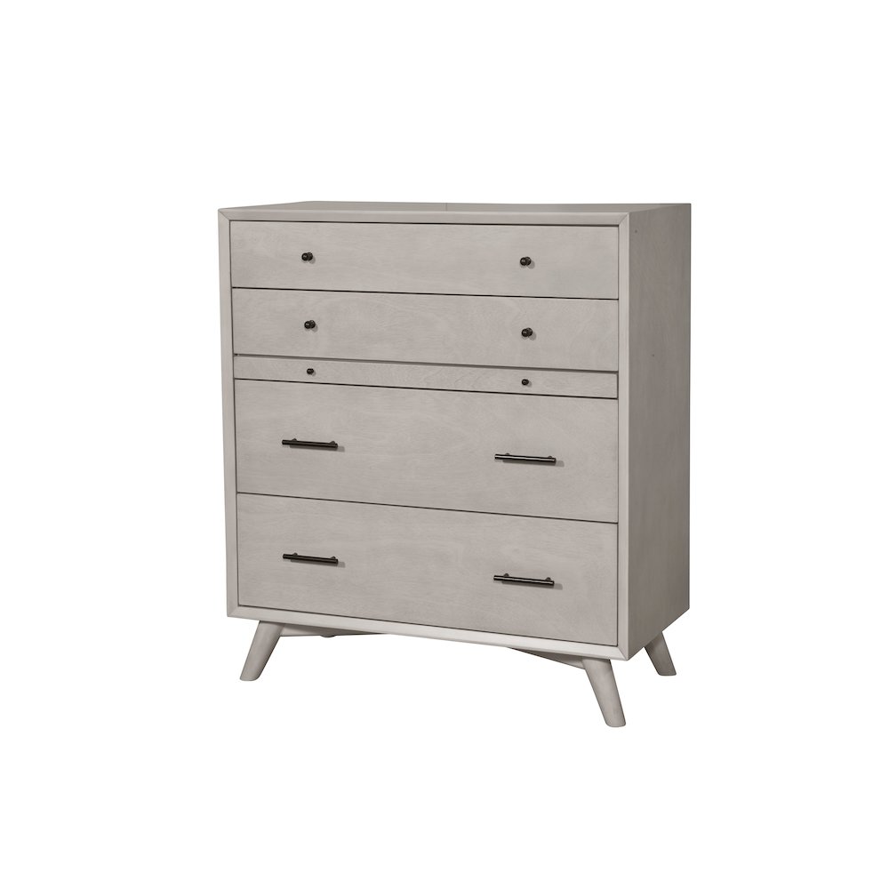 Flynn Mid Century Modern 4 Drawer Multifunction Chest w/Pull Out Tray, Gray. Picture 4