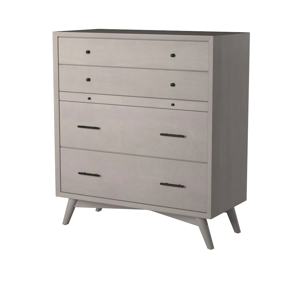 Flynn Mid Century Modern 4 Drawer Multifunction Chest w/Pull Out Tray, Gray. Picture 9
