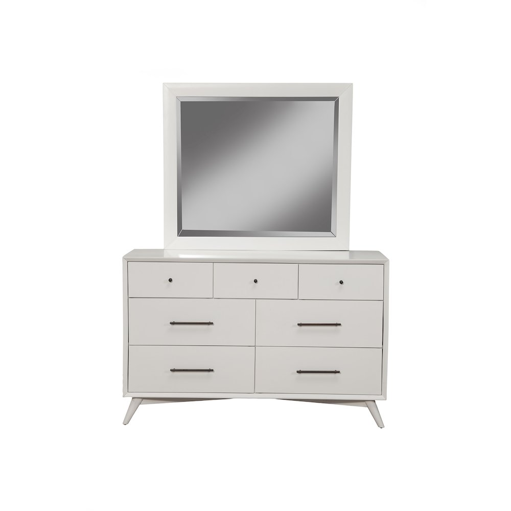 Flynn Mid Century Modern 7 Drawer Dresser, White. Picture 1