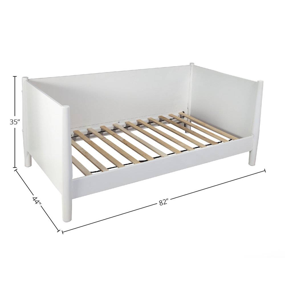 Flynn Mid Century Modern Twin Size Day Bed, White. Picture 1
