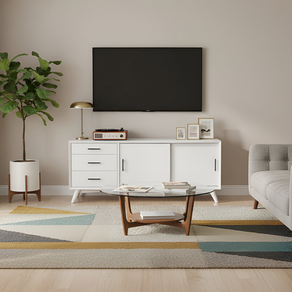Flynn Large TV Console, White. Picture 2