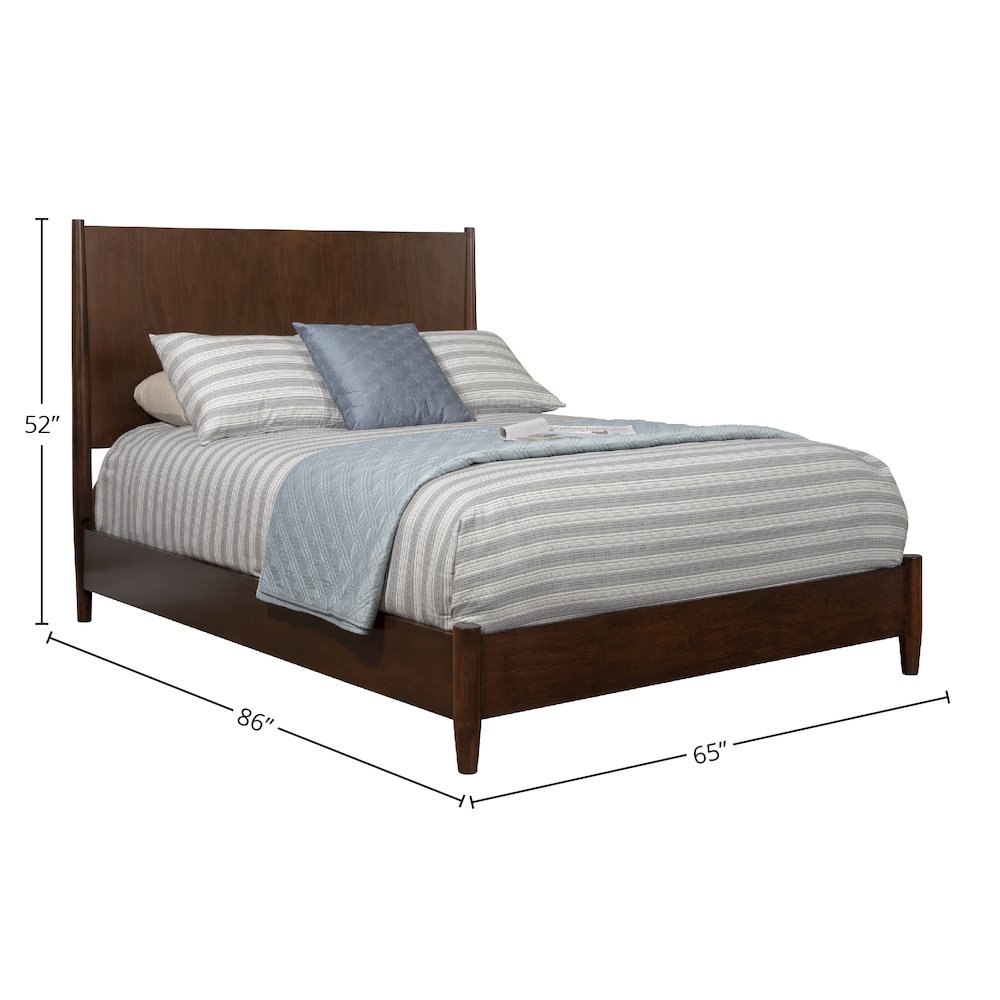 Flynn Mid Century Modern Queen Panel Bed, Walnut. Picture 1