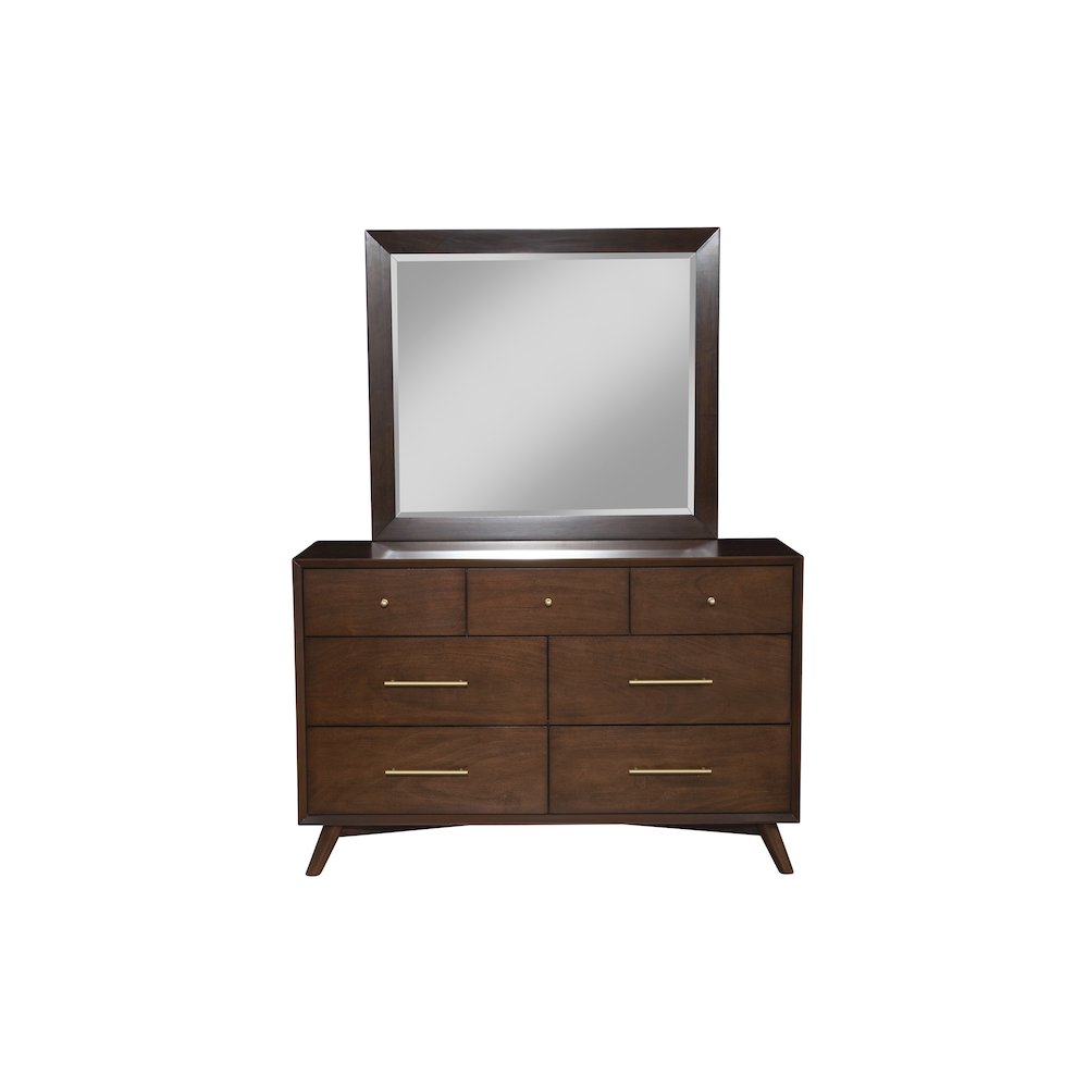 Flynn Mid Century Modern 7 Drawer Dresser, Walnut. Picture 2