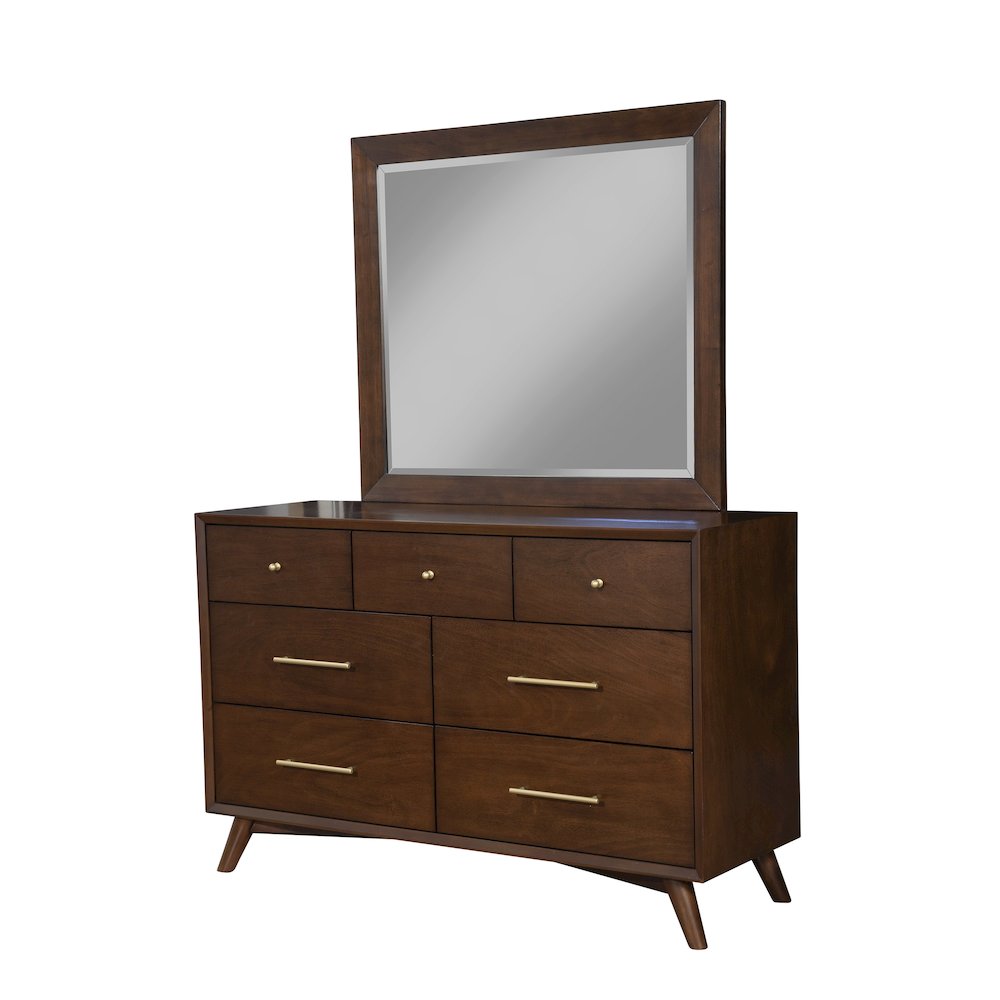 Flynn Mid Century Modern 7 Drawer Dresser, Walnut. Picture 3
