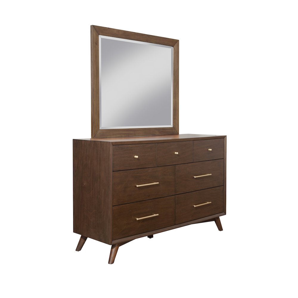 Flynn Mid Century Modern 7 Drawer Dresser, Walnut. Picture 4