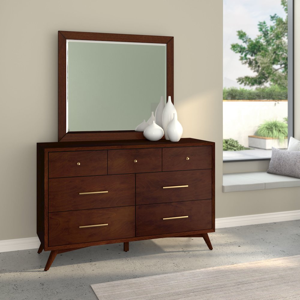Flynn Mid Century Modern 7 Drawer Dresser, Walnut. Picture 5