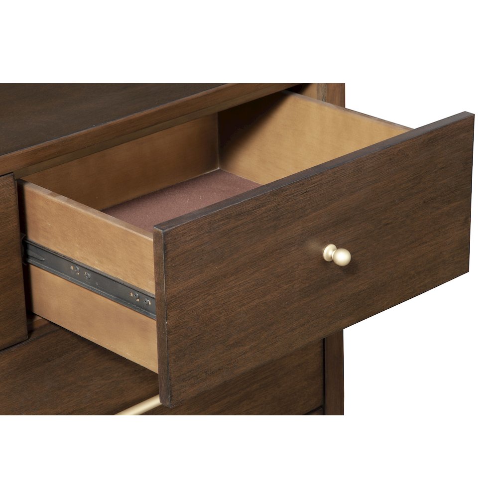Flynn Mid Century Modern 7 Drawer Dresser, Walnut. Picture 8