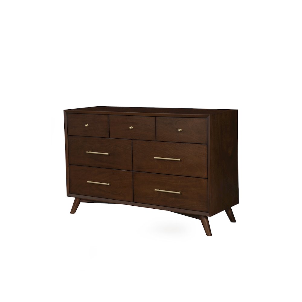 Flynn Mid Century Modern 7 Drawer Dresser, Walnut. Picture 3