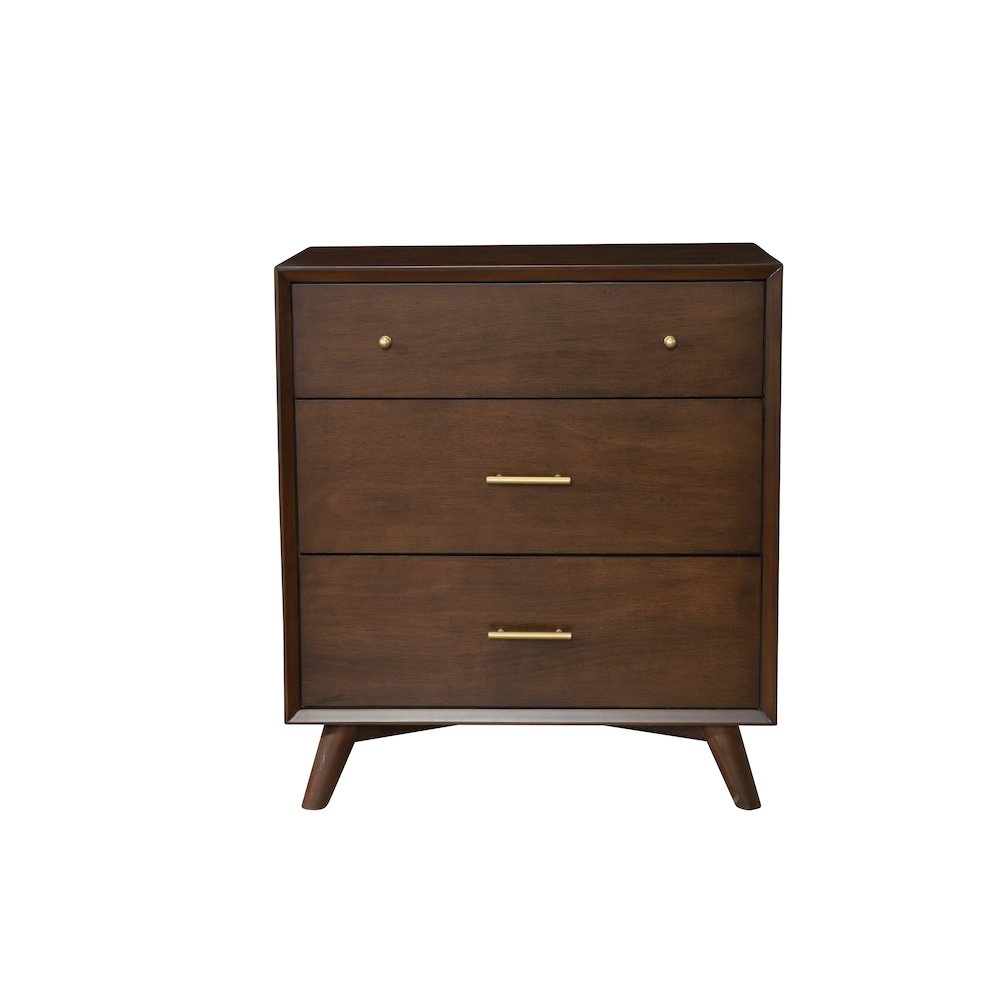Flynn Mid Century Modern 3 Drawer Small Chest, Walnut. Picture 1