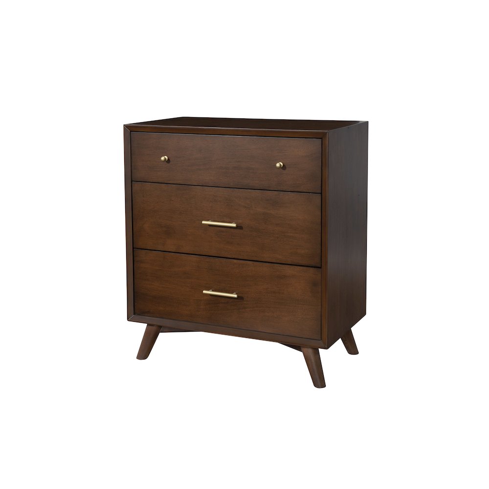 Flynn Mid Century Modern 3 Drawer Small Chest, Walnut. Picture 2