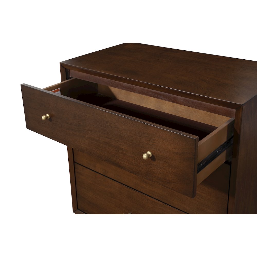 Flynn Mid Century Modern 3 Drawer Small Chest, Walnut. Picture 5