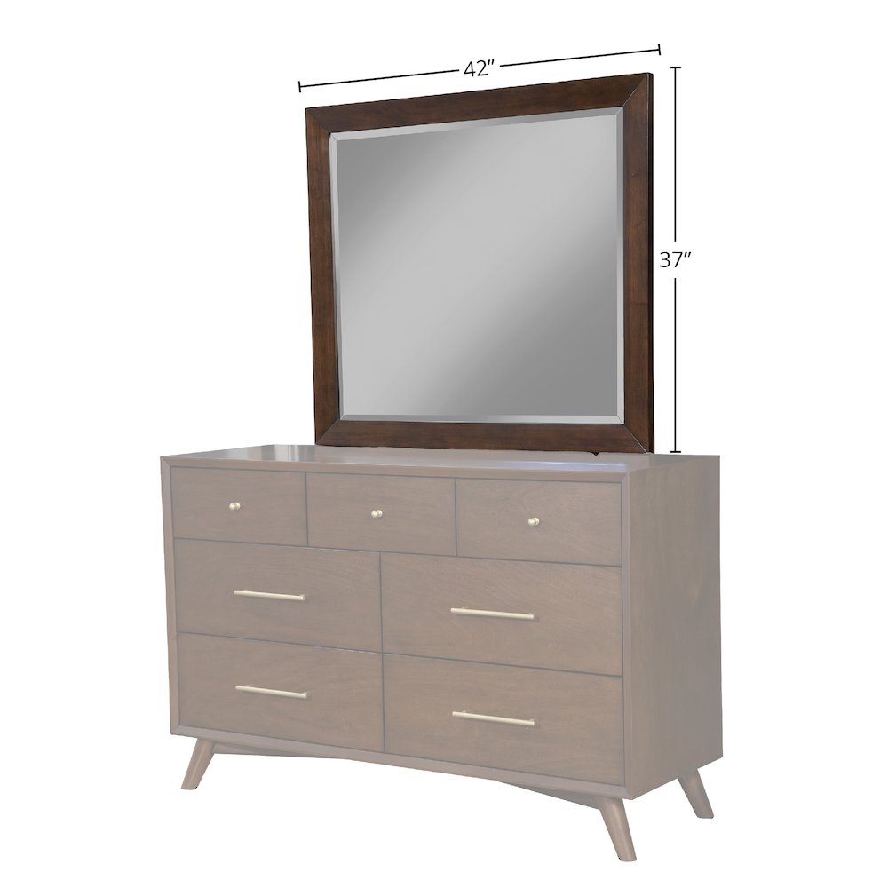 Flynn Mid Century Modern Mirror, Walnut. Picture 1