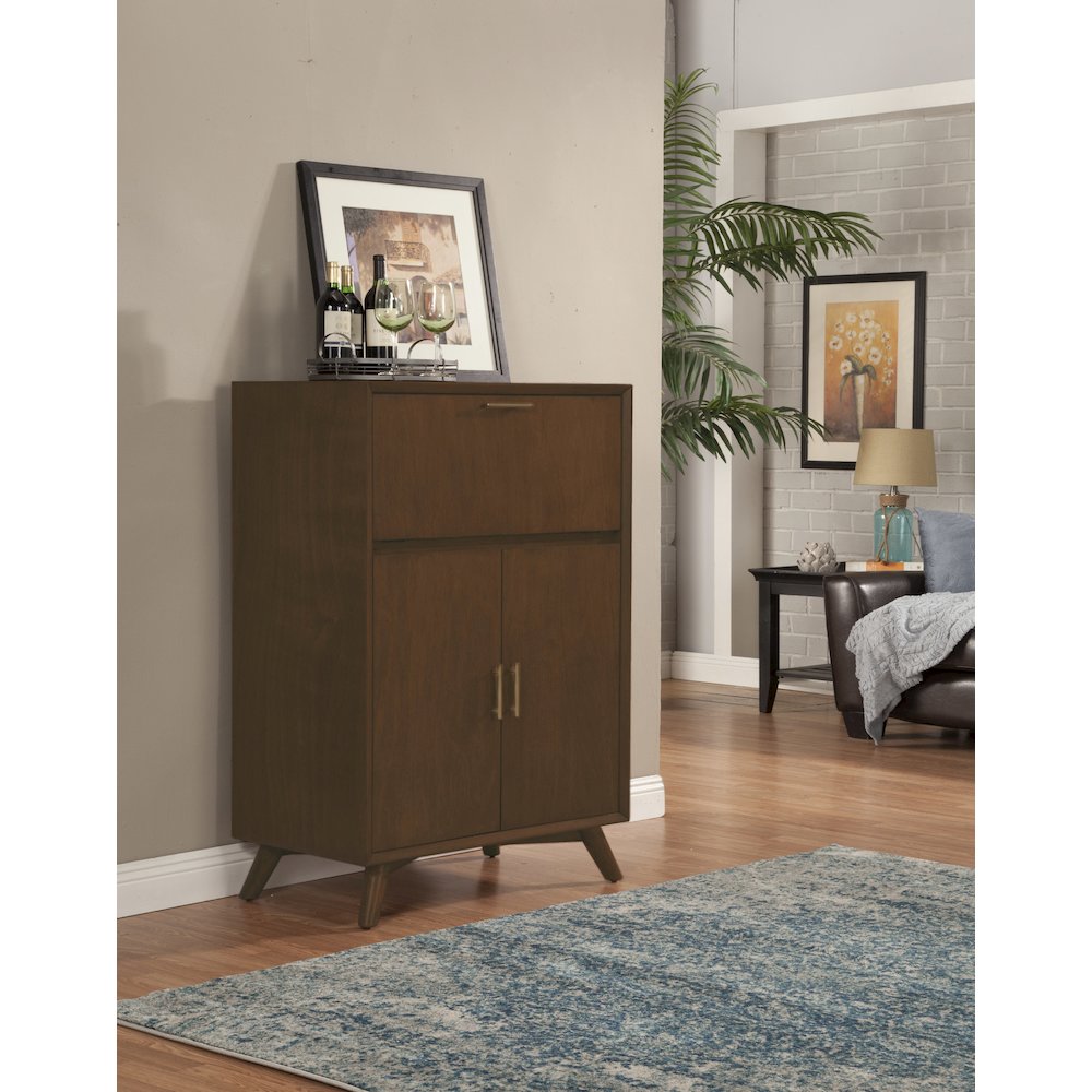 Flynn Large Bar Cabinet w/Drop Down Tray, Walnut. Picture 3