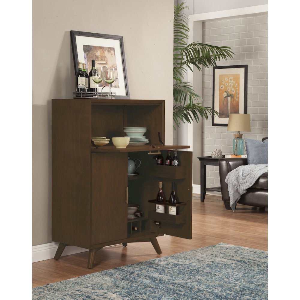 Flynn Large Bar Cabinet w/Drop Down Tray, Walnut. Picture 4