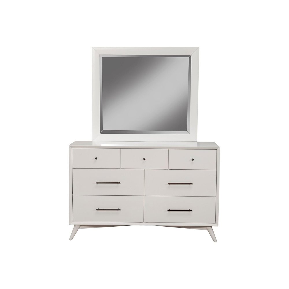 Flynn Mid Century Modern 7 Drawer Dresser, White. Picture 6