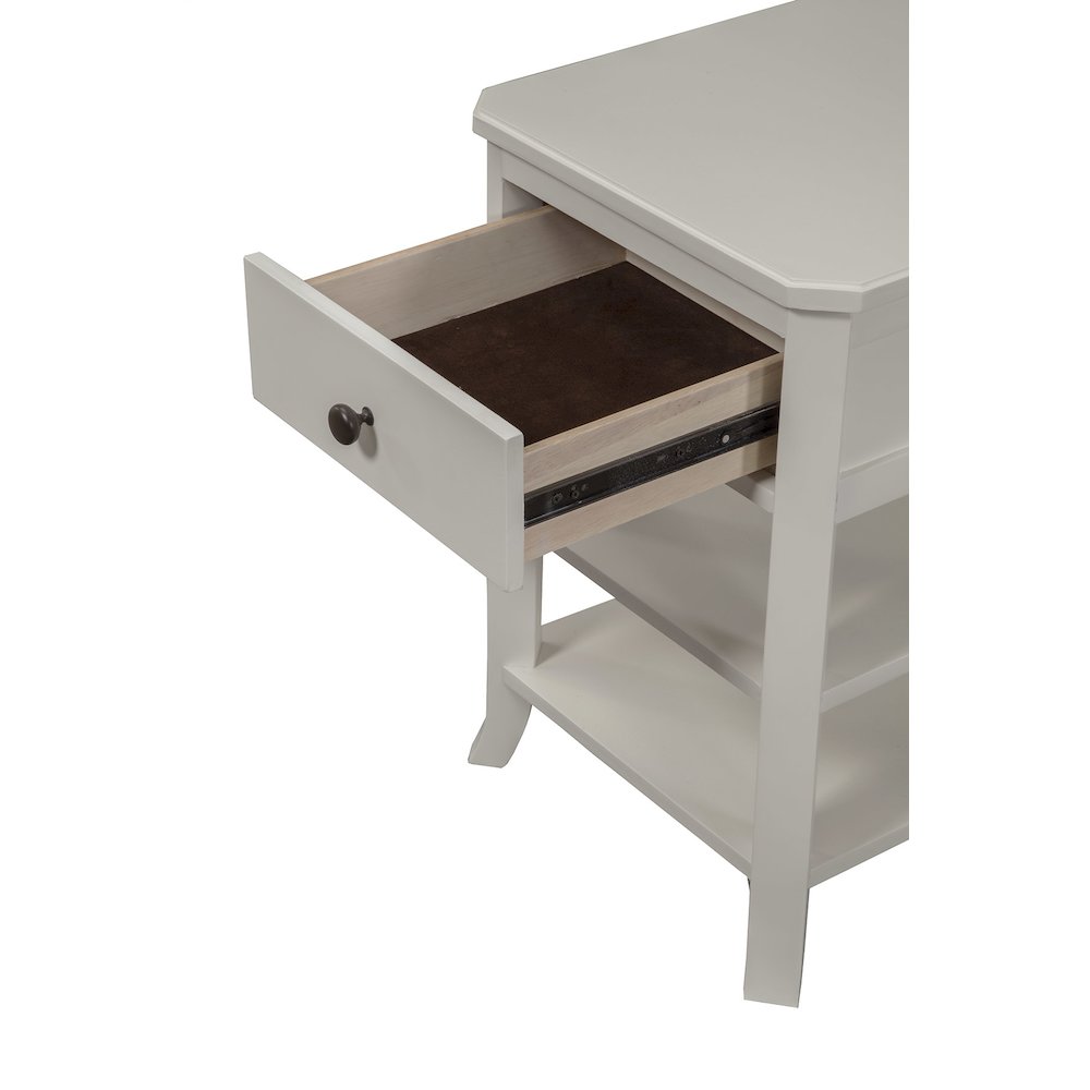 Baker 1 Drawer Nightstand w/2 Shelves, White. Picture 2