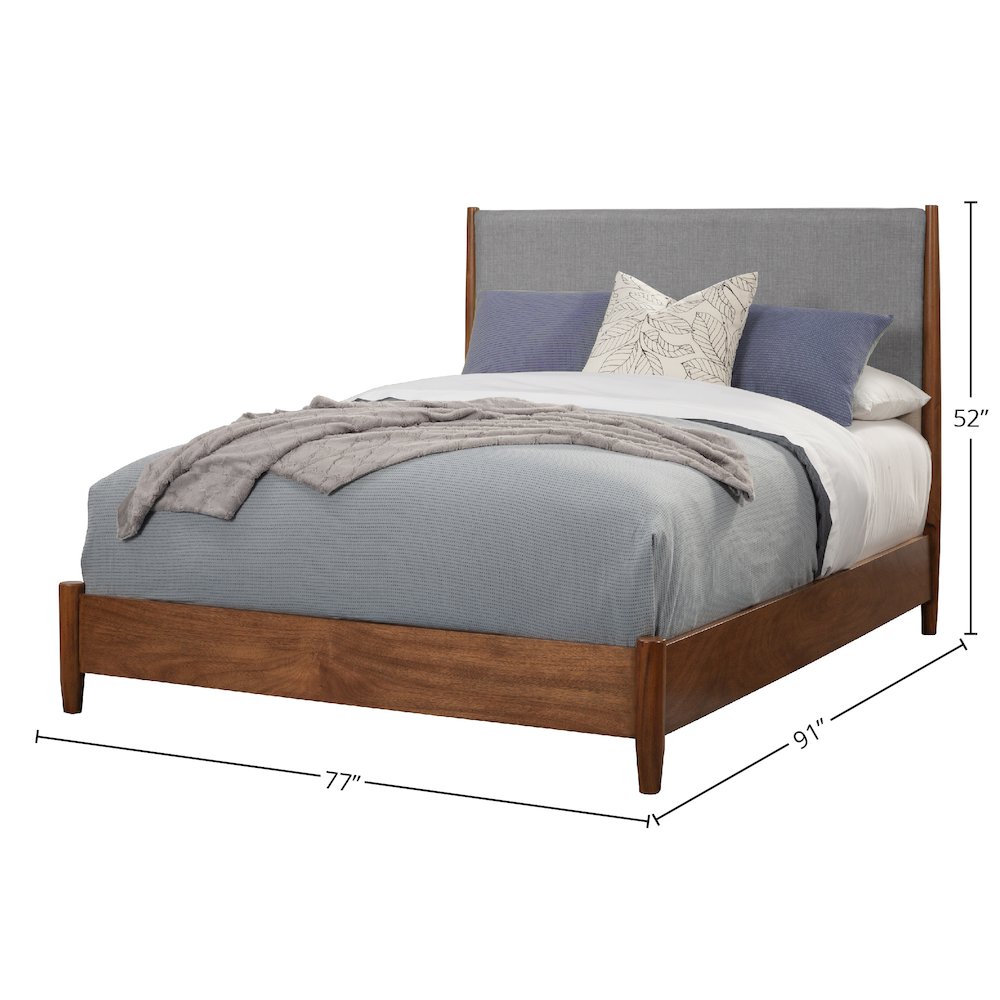 Flynn Mid Century Modern Two Tone California King Panel Bed, Acorn/Grey. Picture 1