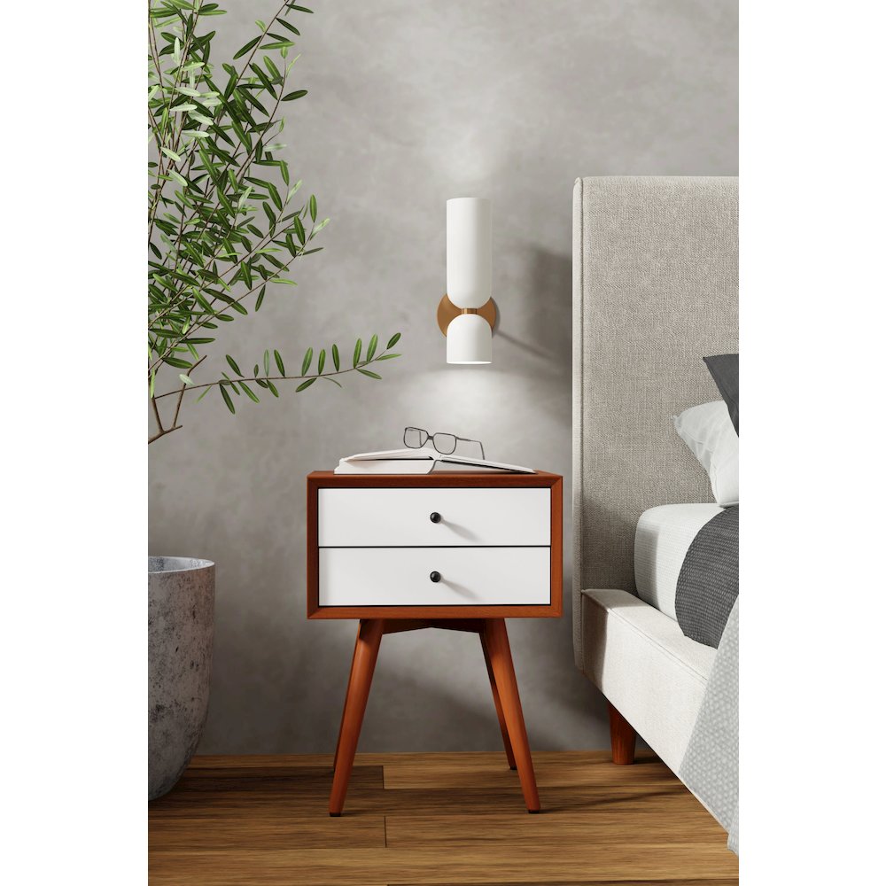 Flynn Small Nightstand, Acorn & White. Picture 2