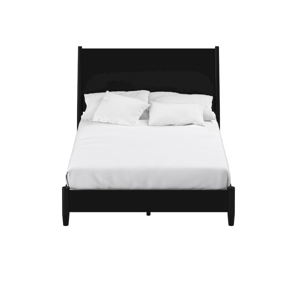 Flynn Mid Century Modern Queen Panel Bed, Black. Picture 4