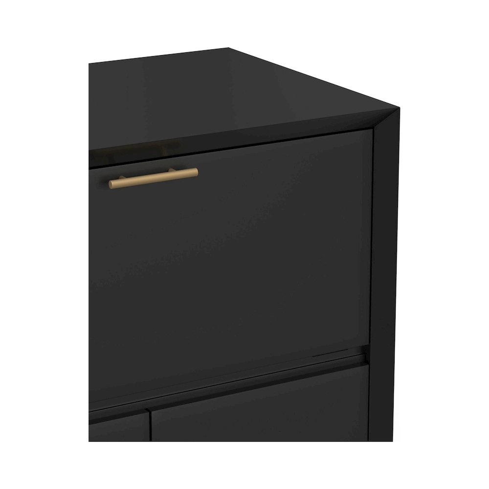 Flynn Large Bar Cabinet w/Drop Down Tray, Black. Picture 4
