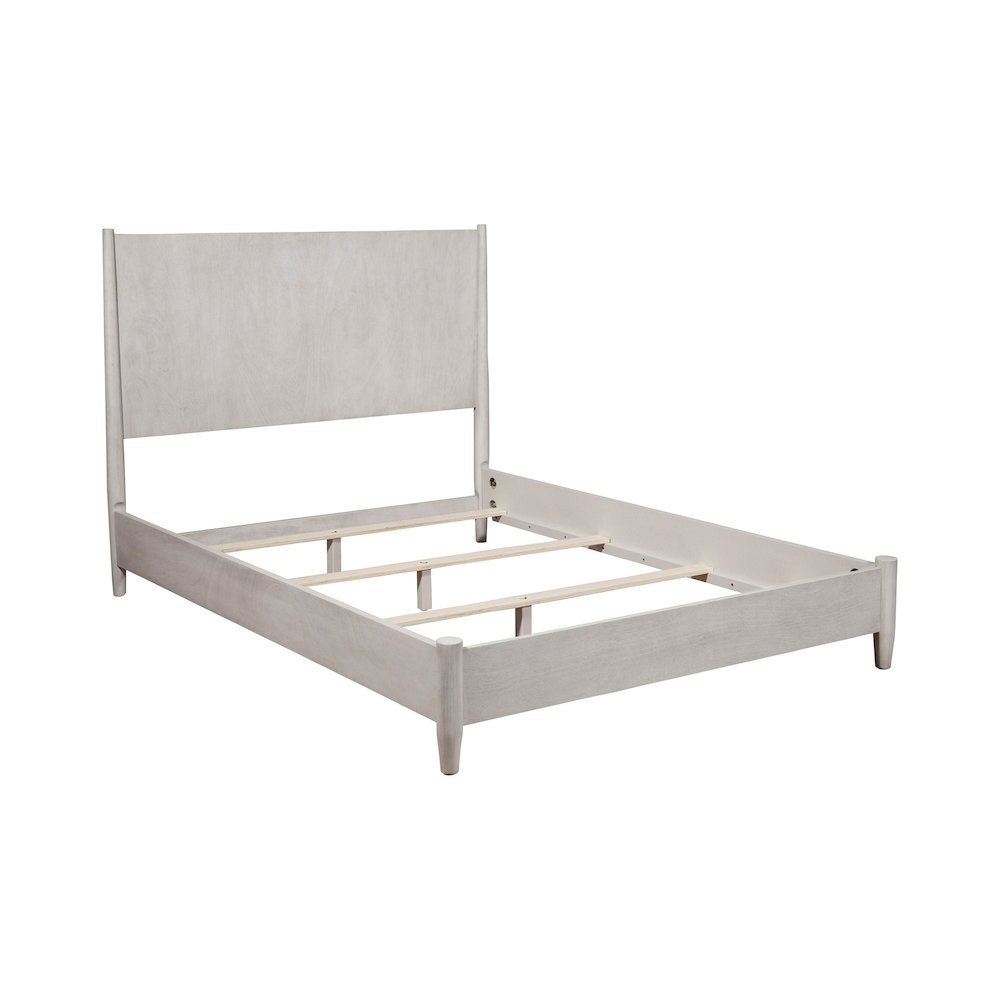 Flynn Mid Century Modern California King Panel Bed, Gray. Picture 6