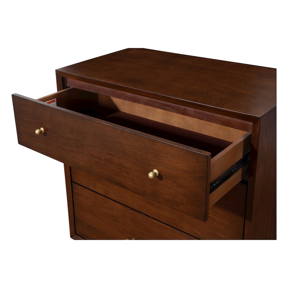 Flynn Mid Century Modern 3 Drawer Small Chest, Walnut. Picture 4