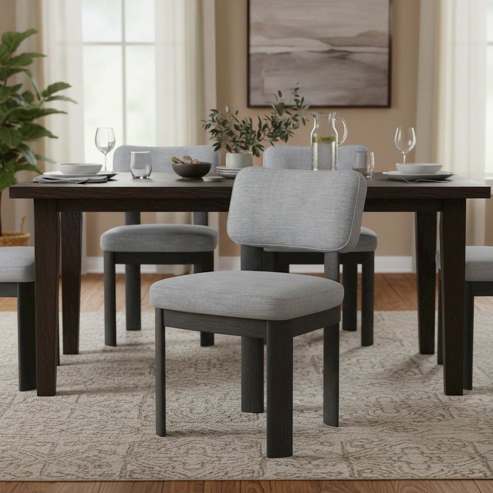 Black Upholstered Side Chairs Set of 2 with Modern Design. Picture 2