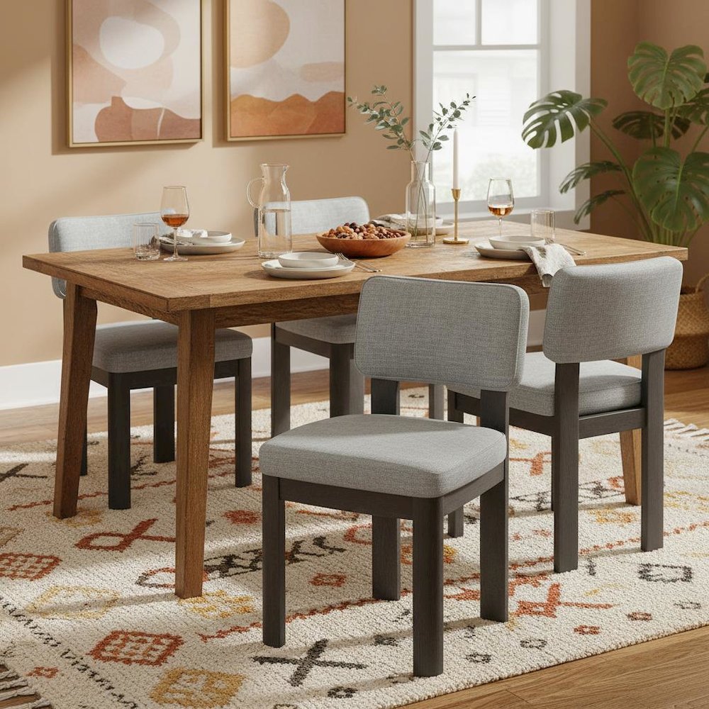 Black Upholstered Side Chairs Set of 2 with Modern Design. Picture 3