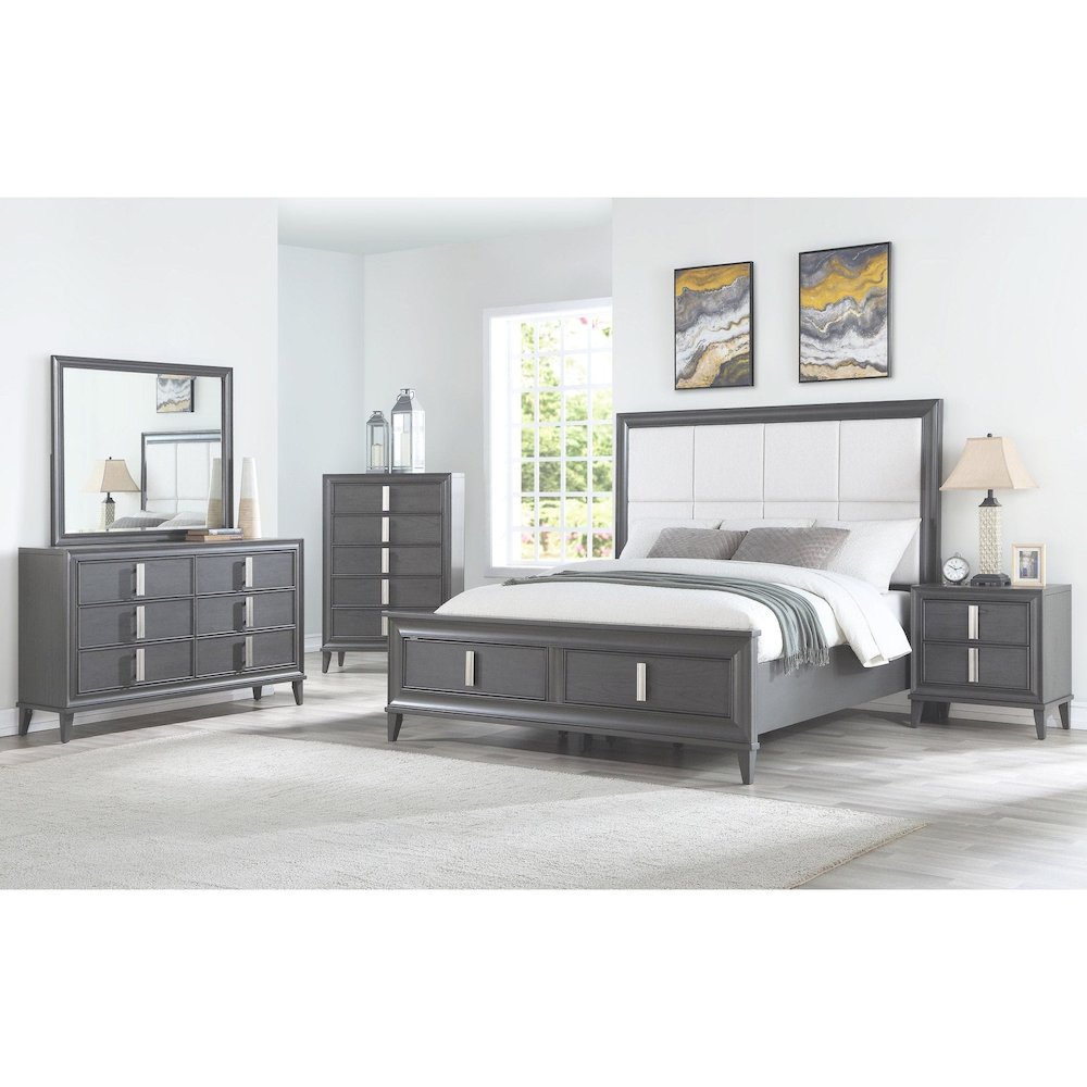 Lorraine Queen Storage Footboard Platform Bed, Dark Grey. Picture 2