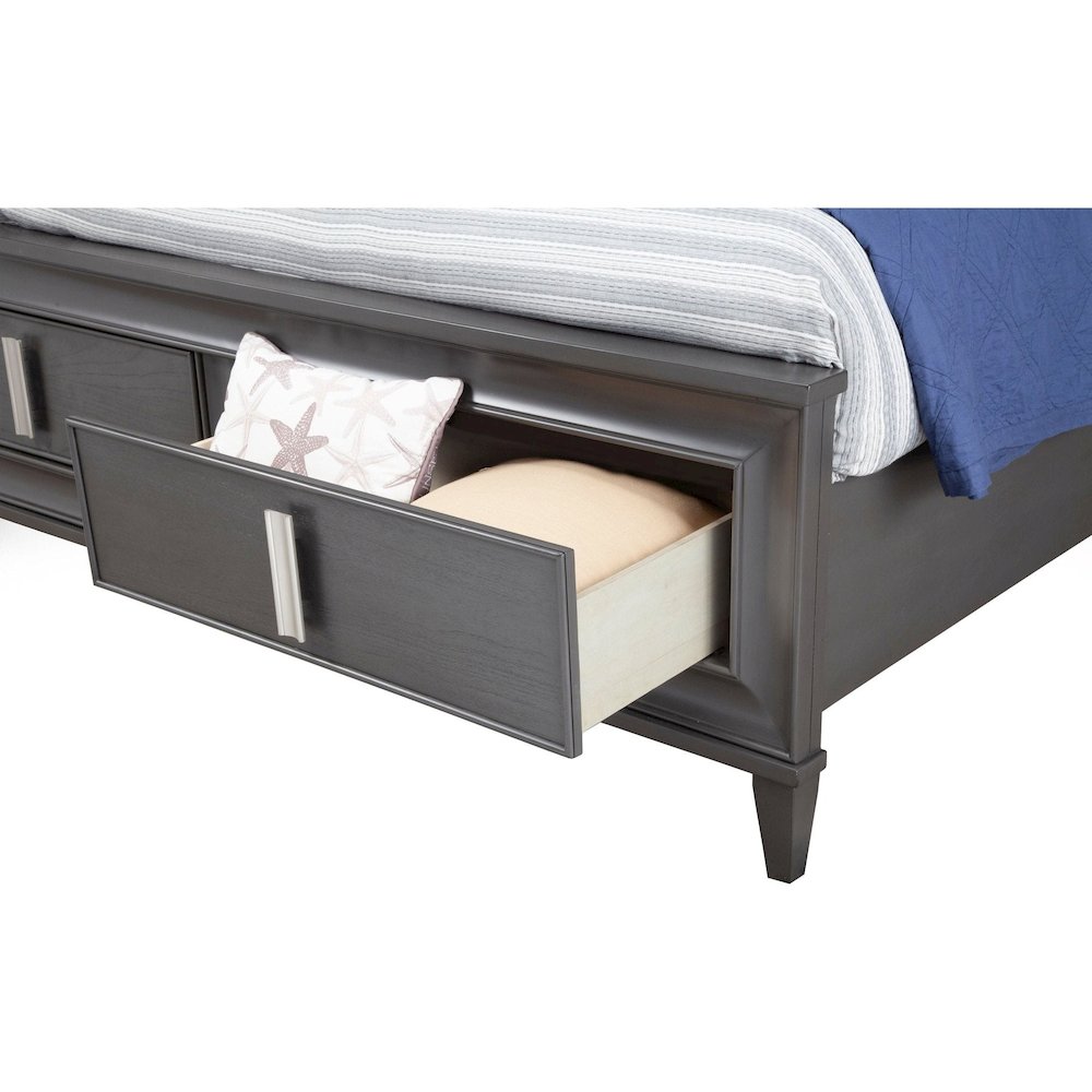 Lorraine Queen Storage Footboard Platform Bed, Dark Grey. Picture 8