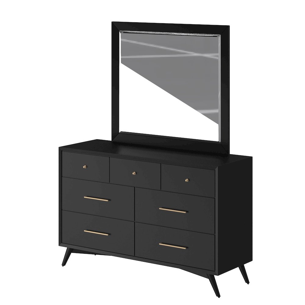 Flynn Mid Century Modern Mirror, Black. Picture 3