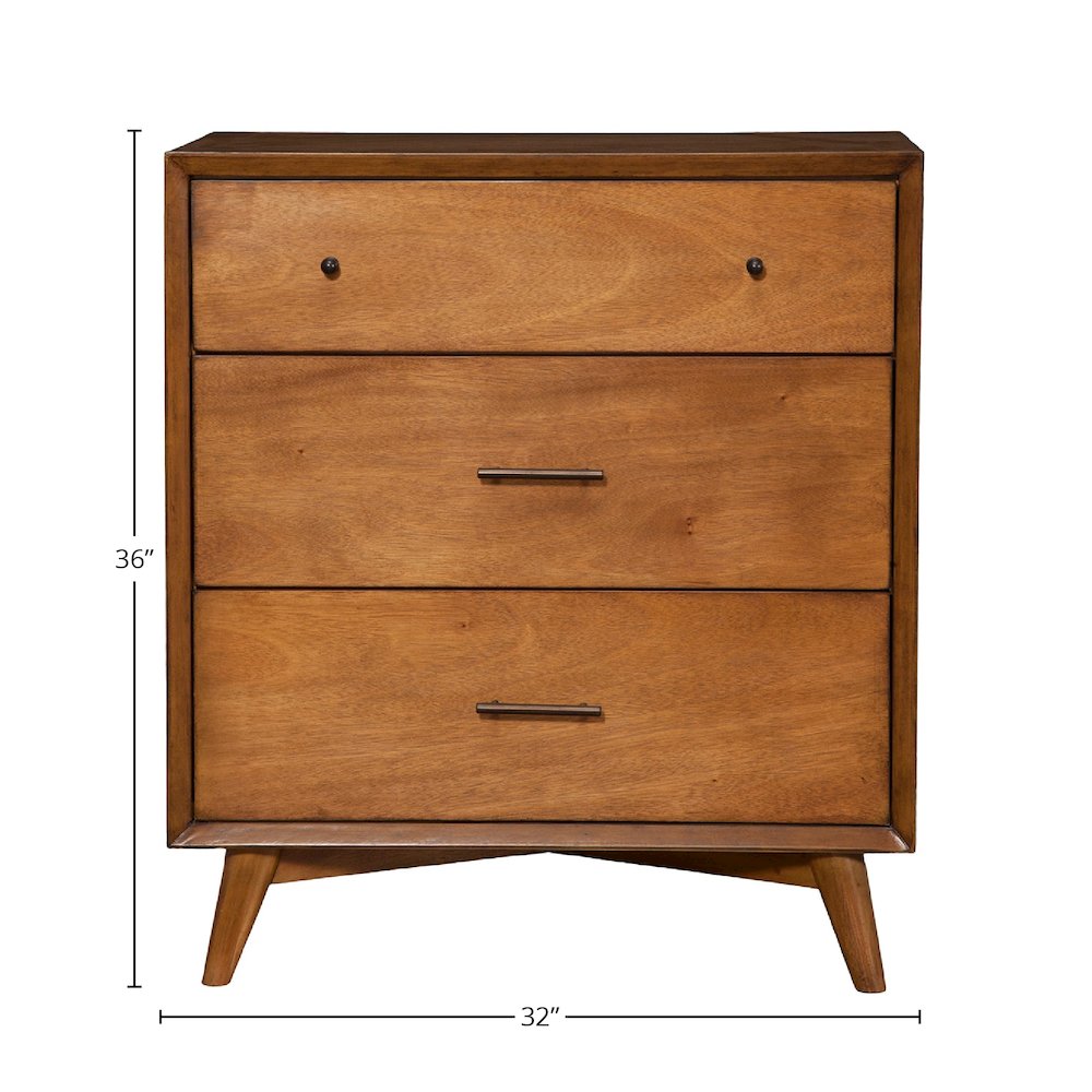 Flynn Mid Century Modern 3 Drawer Small Chest, Acorn. Picture 5