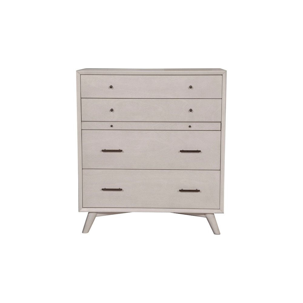Flynn Mid Century Modern 4 Drawer Multifunction Chest w/Pull Out Tray, Gray. Picture 4