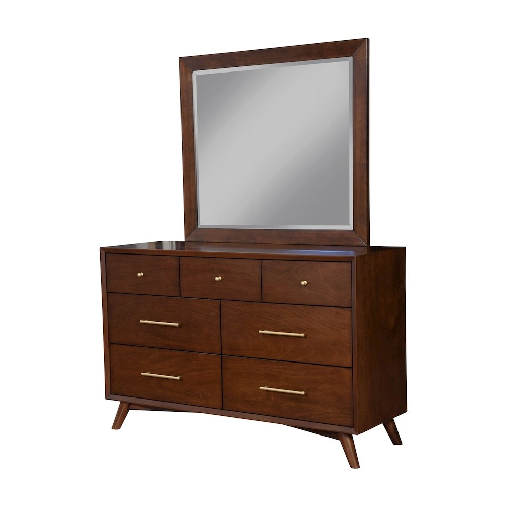 Flynn Mid Century Modern Mirror, Walnut. Picture 5