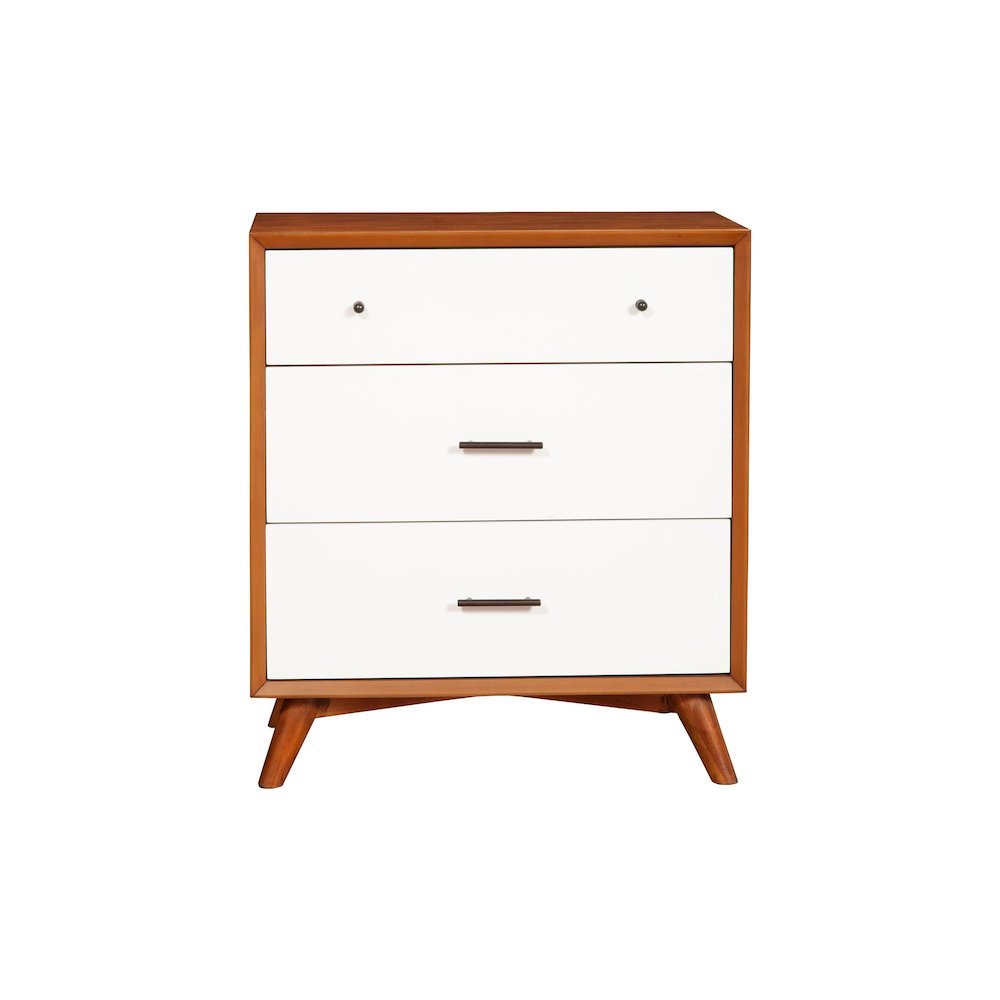 Flynn 3 Drawer Two Tone Small Chest, Acorn/White. Picture 4