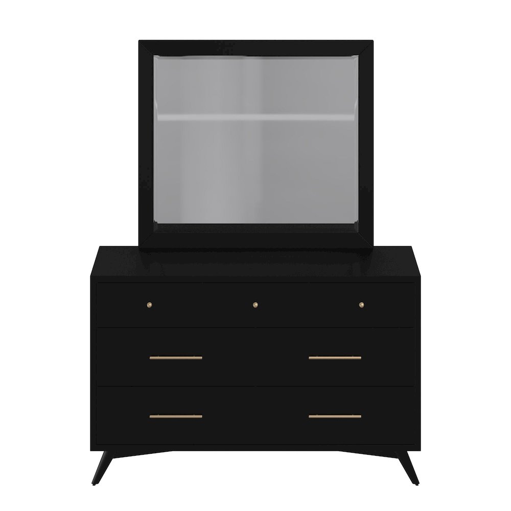 Flynn Mid Century Modern Mirror, Black. Picture 1