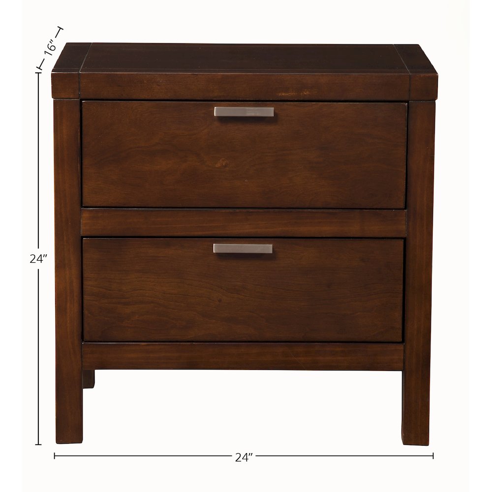 Carmel 2 Drawer Nightstand, Cappuccino. Picture 1