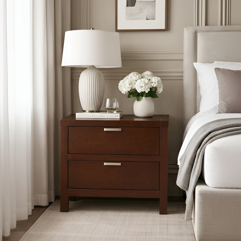 Carmel 2 Drawer Nightstand, Cappuccino. Picture 2