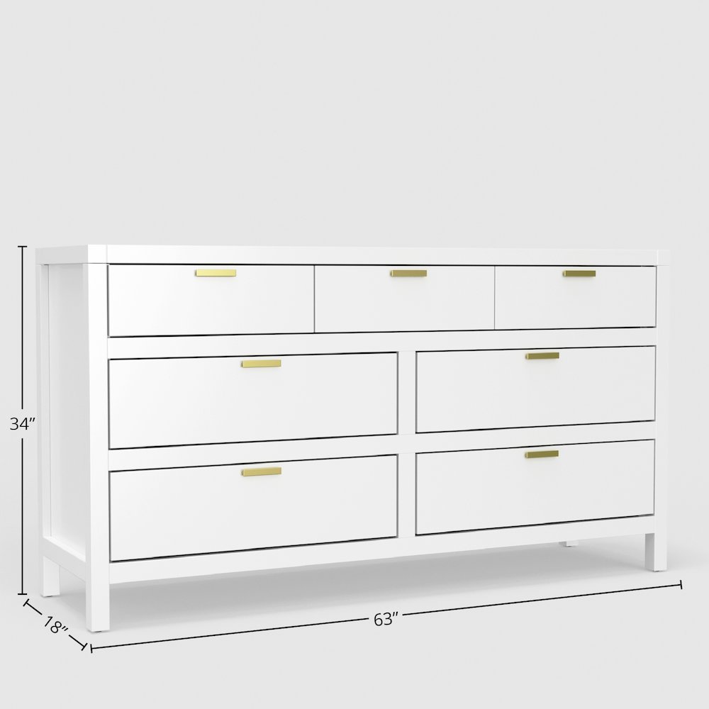 Carmel 7 Drawer Dresser, White. Picture 2