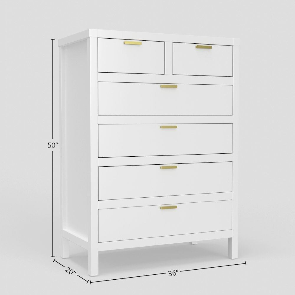 Carmel 6 Drawer Chest, White. Picture 1