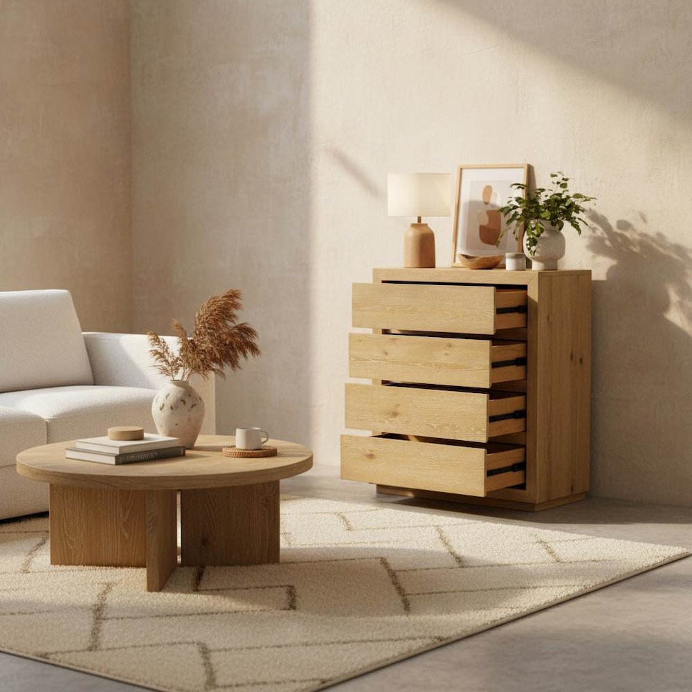 Five Drawer Chest White with Modern Farmhouse Design and Spacious Storage. Picture 2