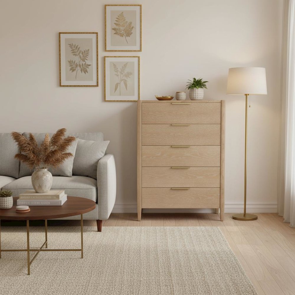 Light Wood Accent Chest with Modern Contemporary Design and Spacious Drawer. Picture 3